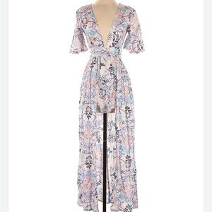 Seek the Label Maxi Romper in Pink and Blue Floral size M